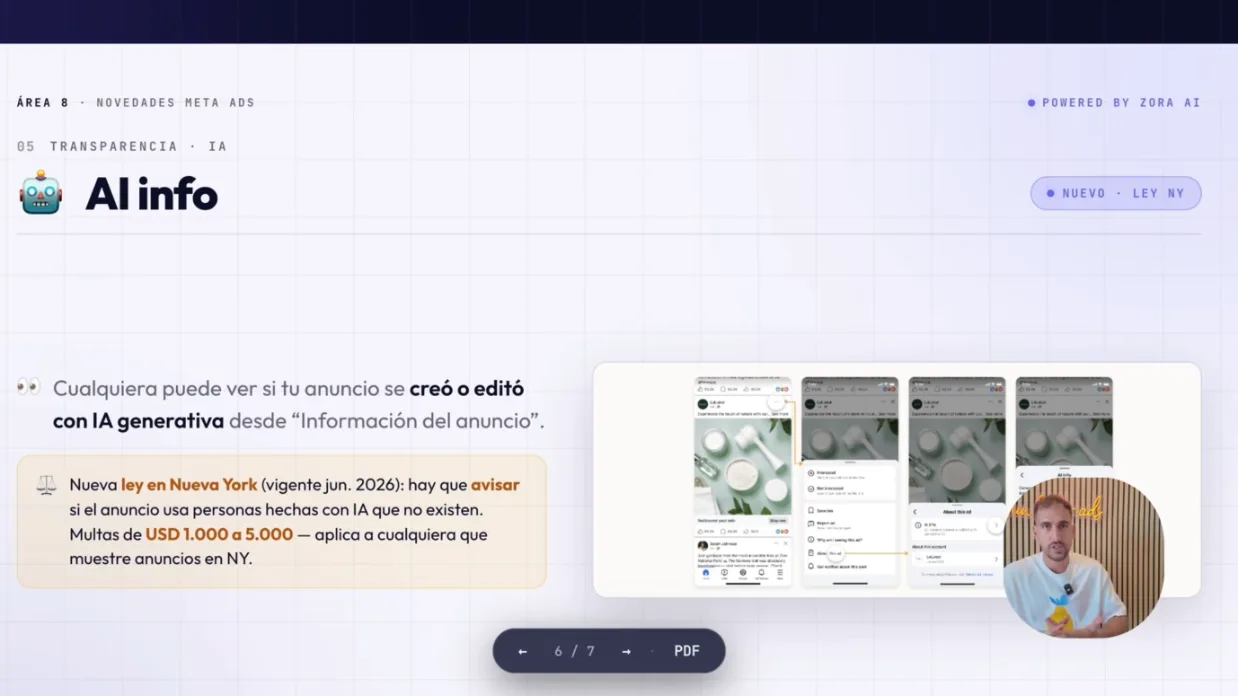Lámina sobre la información de IA en los anuncios y la ley de Nueva York